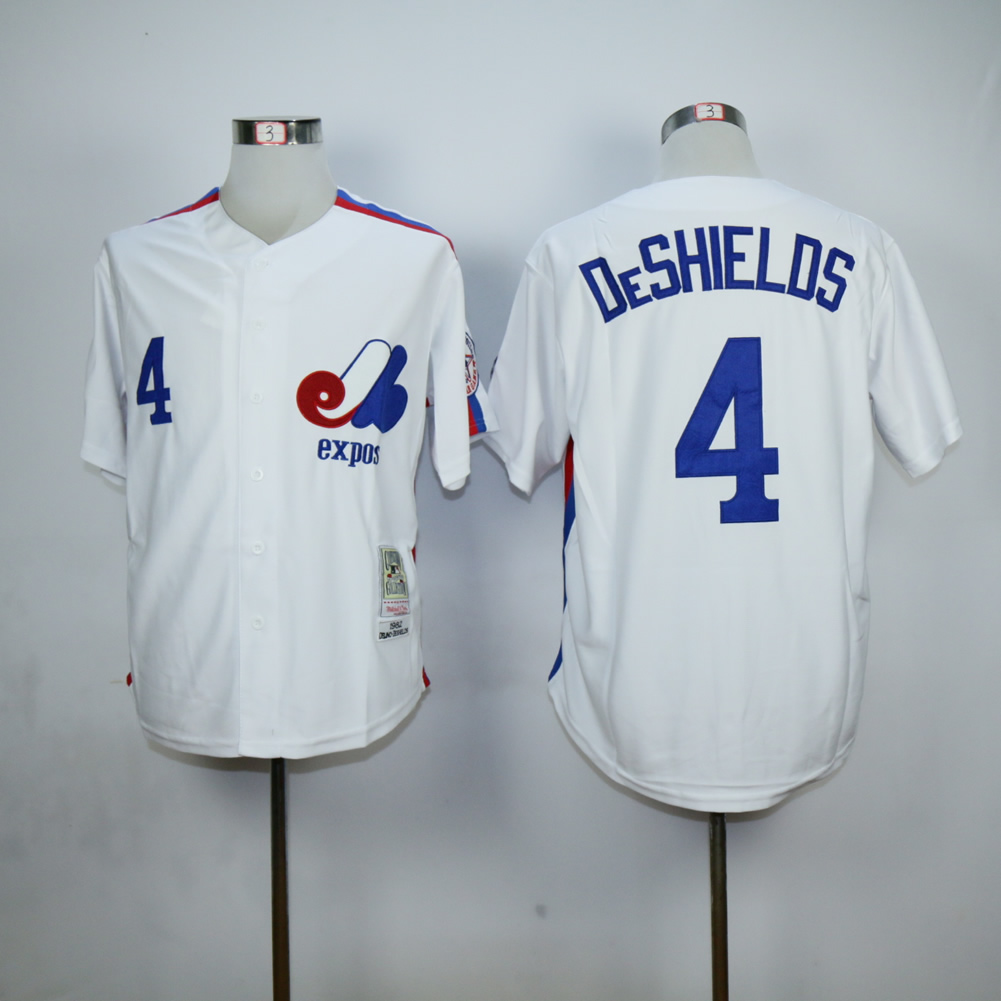 Men Montreal Expos #4 Deshielos White MLB Jerseys